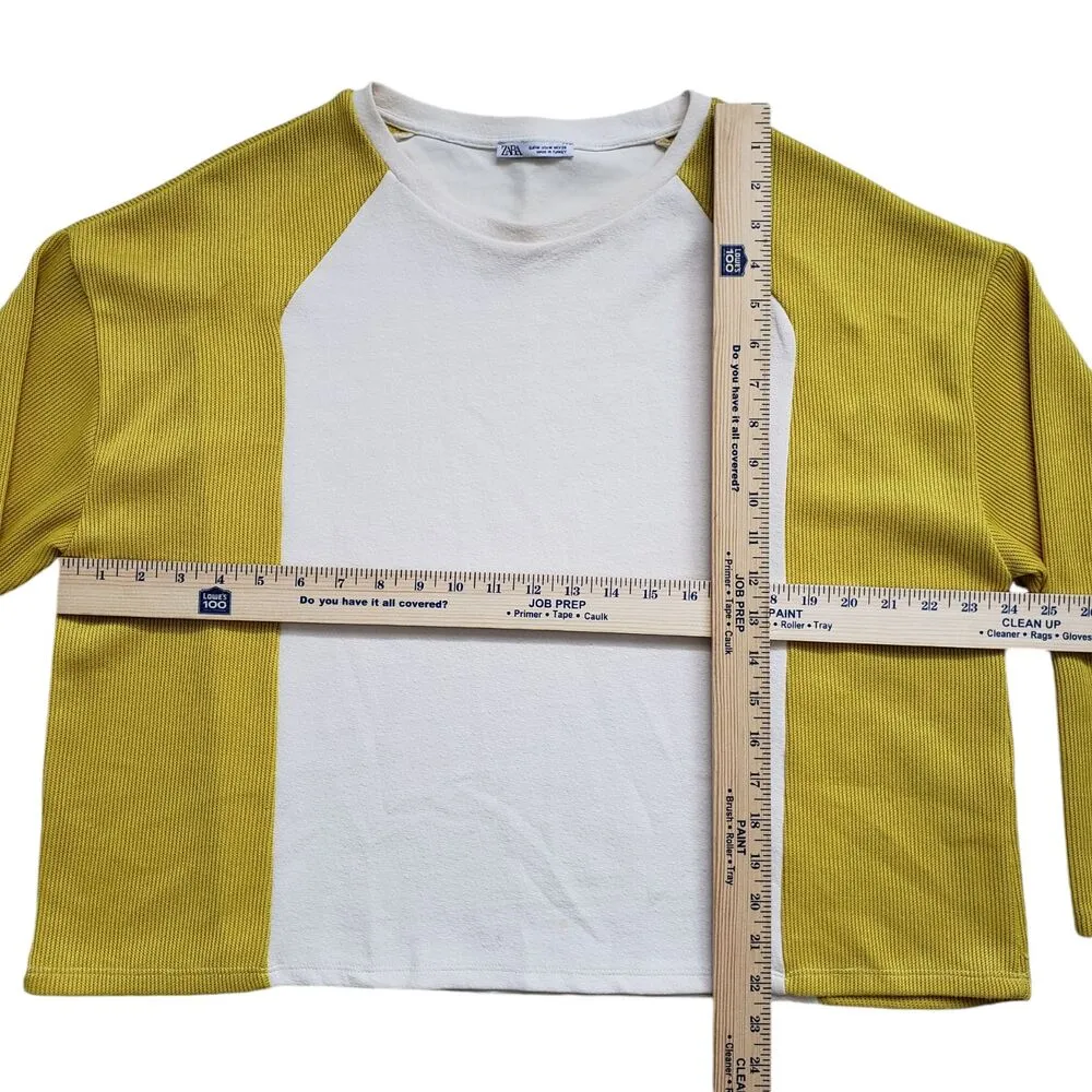 Zara Sweater Womens Medium Colorblock Ribbed Sleeves Sweatshirt Pullover - Image 6