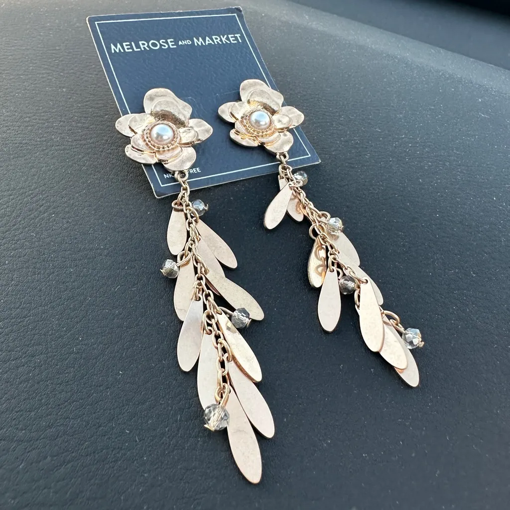 Metal Flower Fringe Drop Earrings - Melrose and Market - Image 2