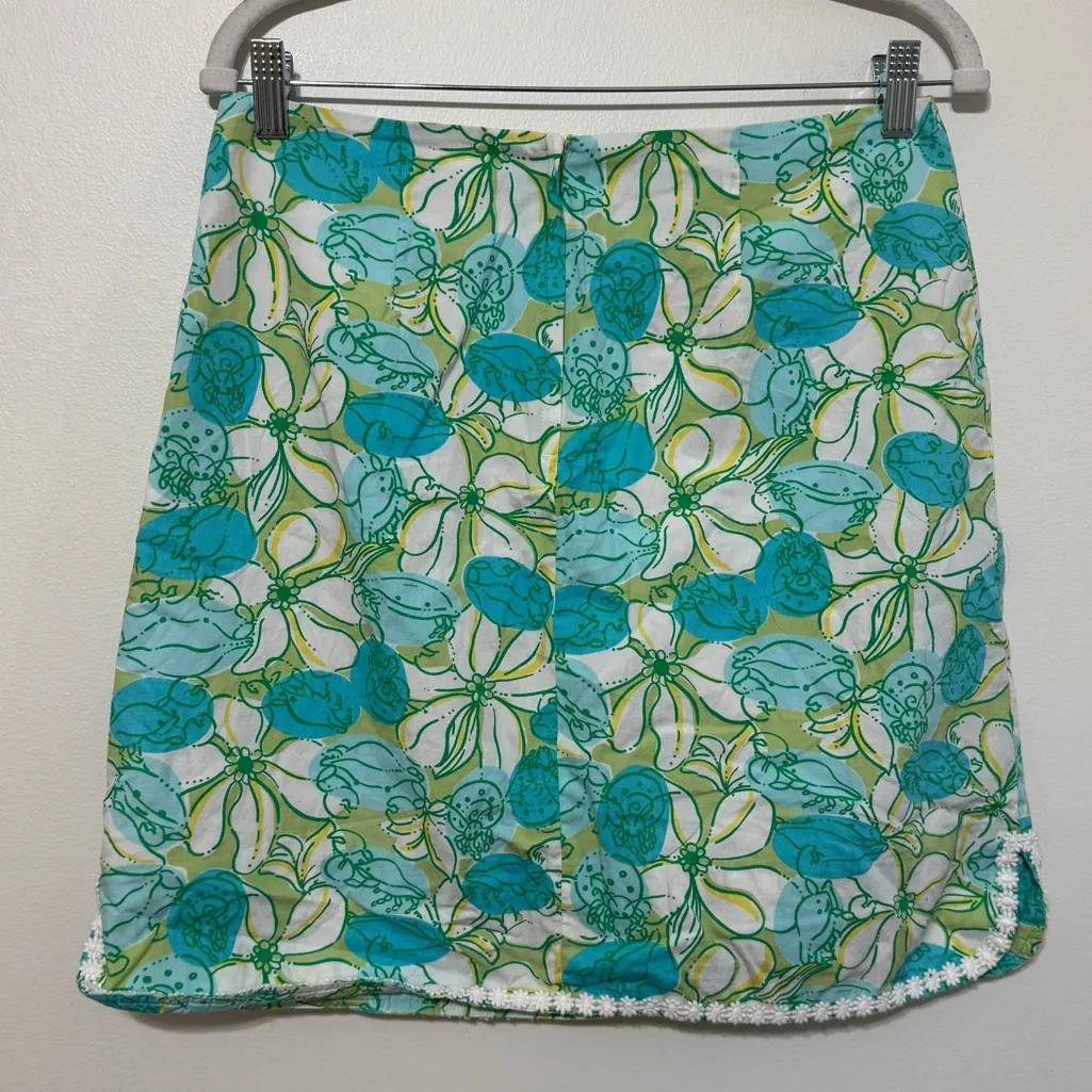 Lilly Pulitzer Floral Skirt Size 6 Blue Green Tropical Vacation Vintage - Image 5