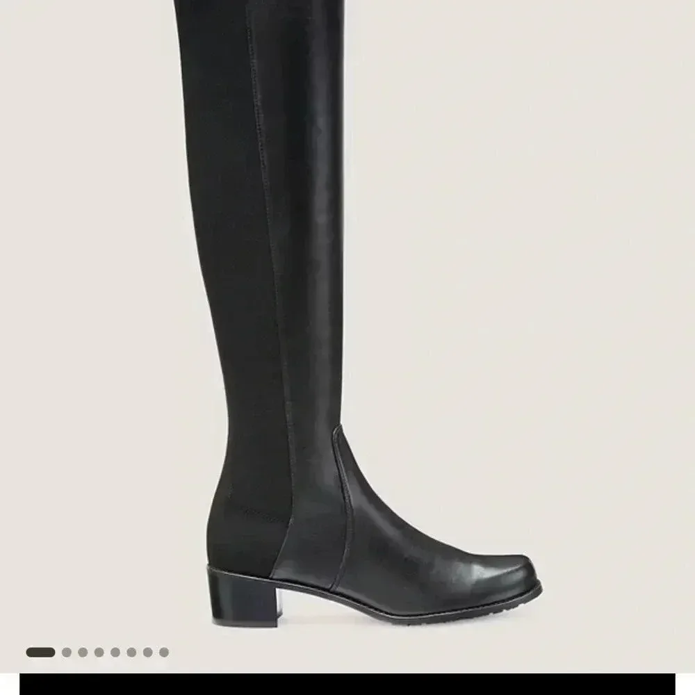 Stuart Weitzman Reserve Black Leather Over the Knee Boots Size - Image 7