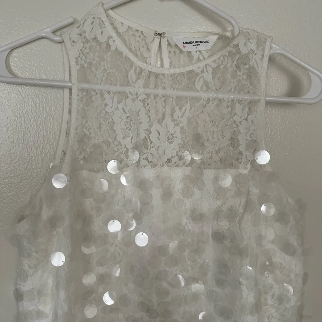 White Sequin Lace Dress - Image 2