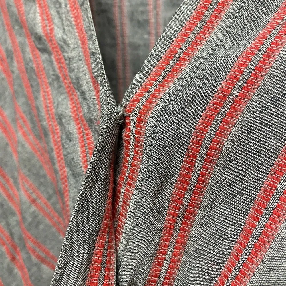 Madewell Shirt Women's Large Grey Red Striped VNeck Long Sleeve Cotton Blend - Image 4