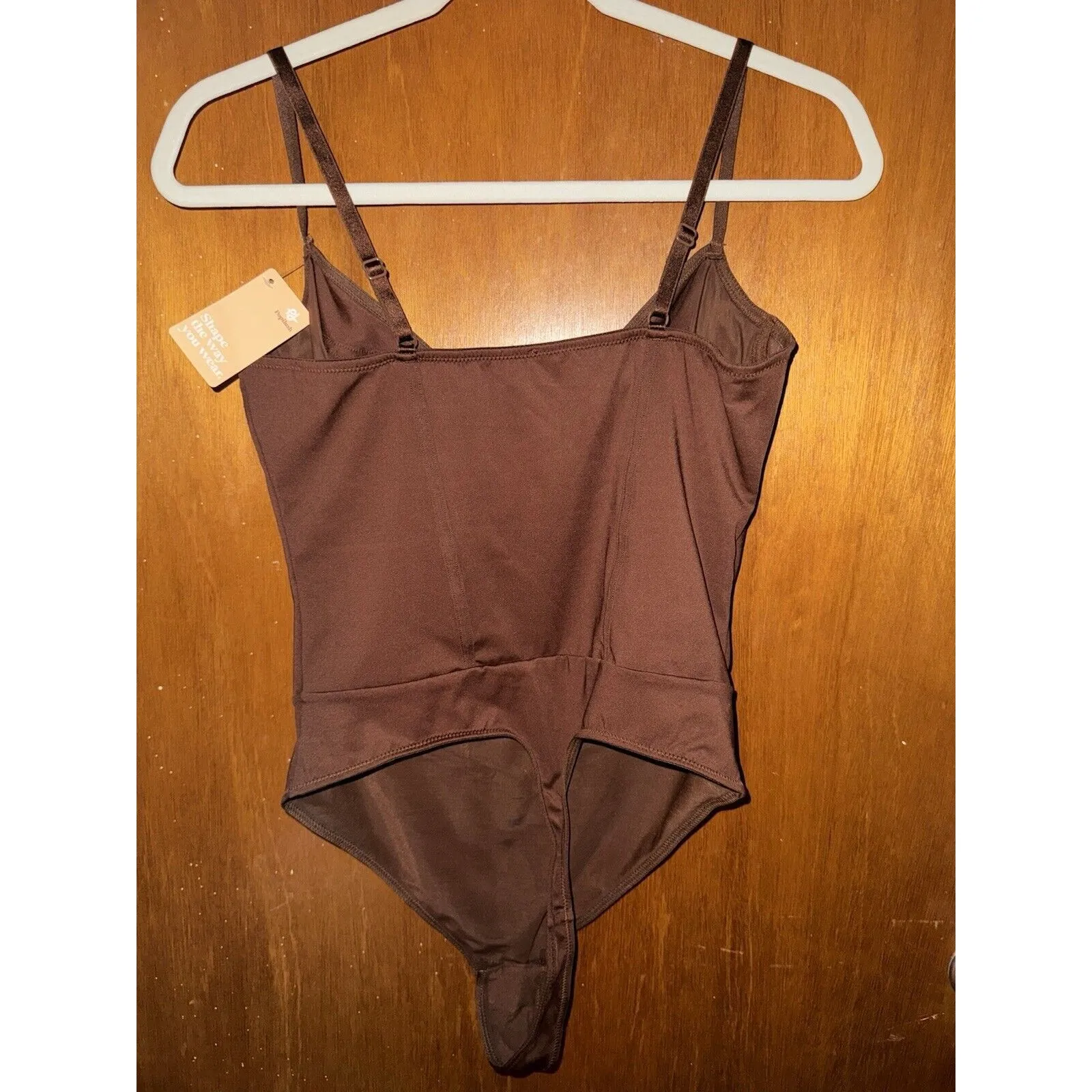 Popilush Corset Bodysuit Built in Bra V Neck Tummy Control Thong Shapewear Brown Size XL - Image 6