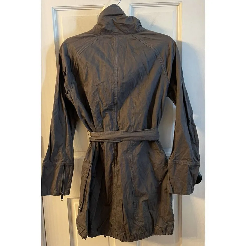 Eddie Bauer Grey Utility Jacket Women’s Size Small Full Zip Tie Waist Cinch Neck - Image 2