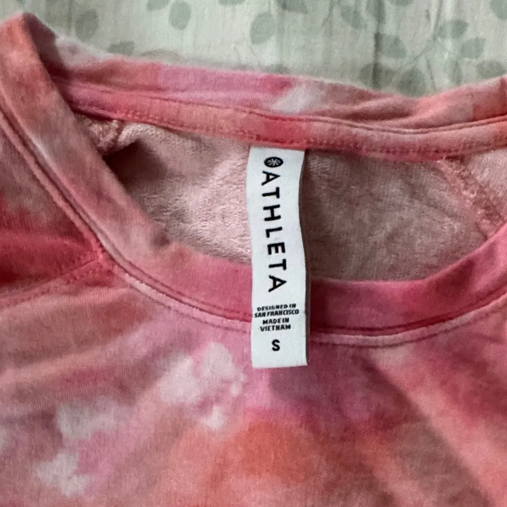 Athleta Pink and Orange Tie-Dye Sweatshirt - Image 2