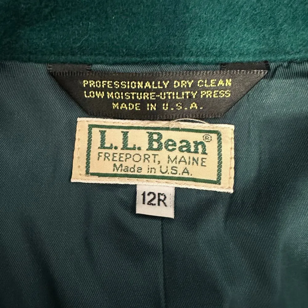 LL Bean Womens size 12 Vintage Wool Cashmere Blazer Jacket Green - Image 7