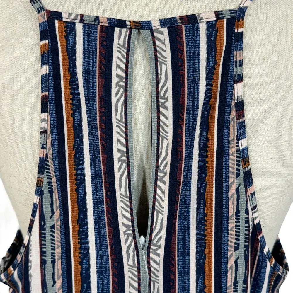 BCBGeneration Large Midi Dress Striped Halter V-Neck Pockets Stretch Hi-Low Hem - Image 8