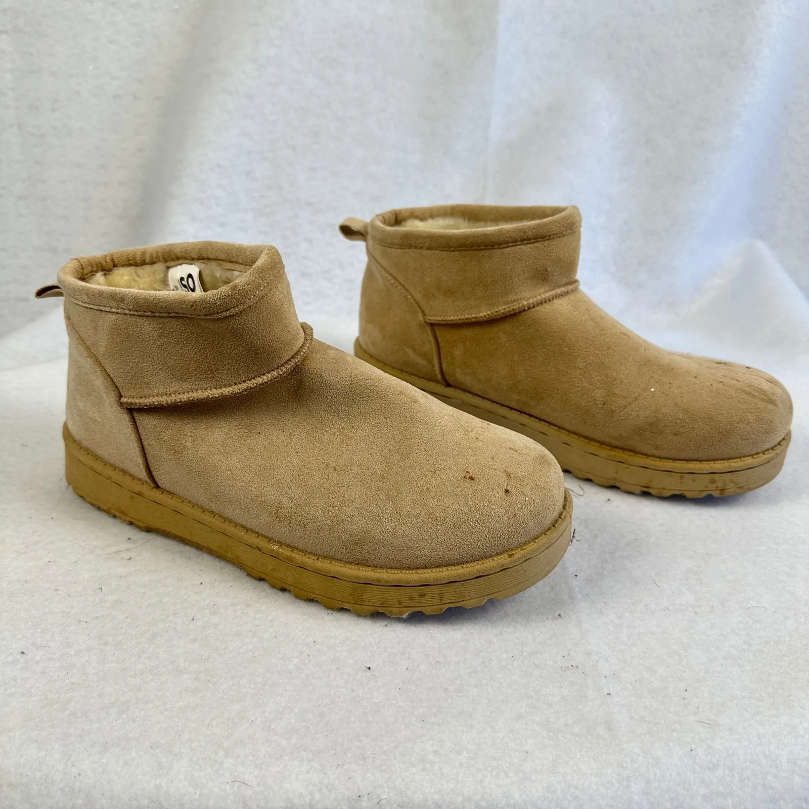 SO Goods for‎ Life Tan Faux Suede Fur Lined Short Ankle Boots Womens Size 7.5 - Image 3