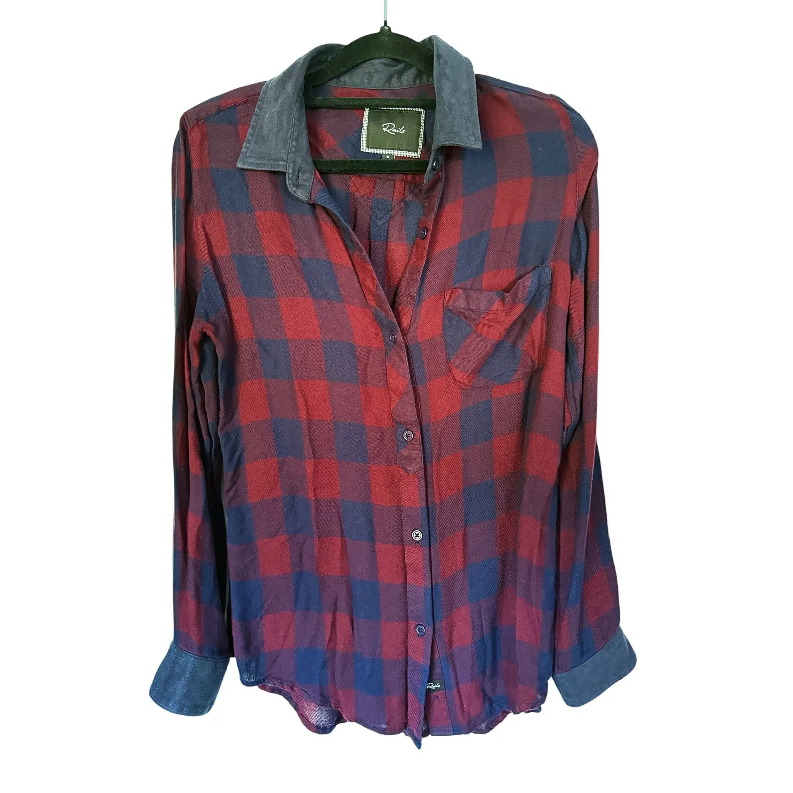 RAILS Plaid Button Down Flannel Top Small Red Blue Classic Cabincore Holiday - Image 4