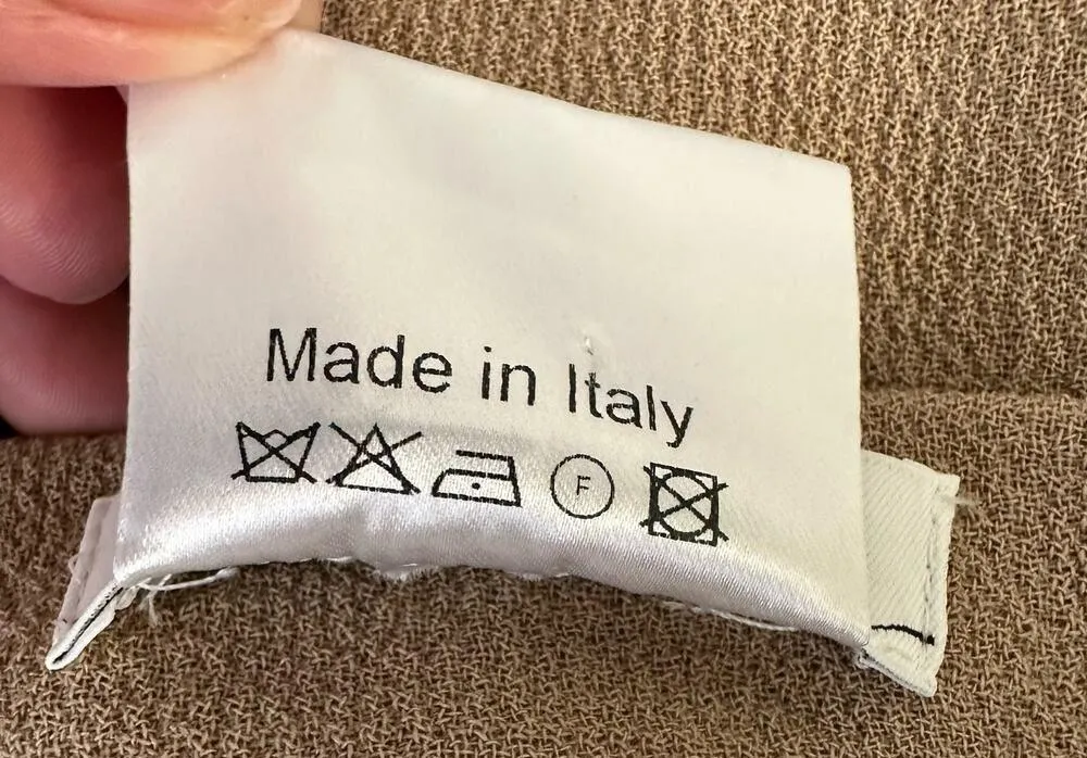 Andrew GN Womens size 46 10 Wide Leg Wool Pleated Dress Pants Caramel Crepe Brown - Image 10