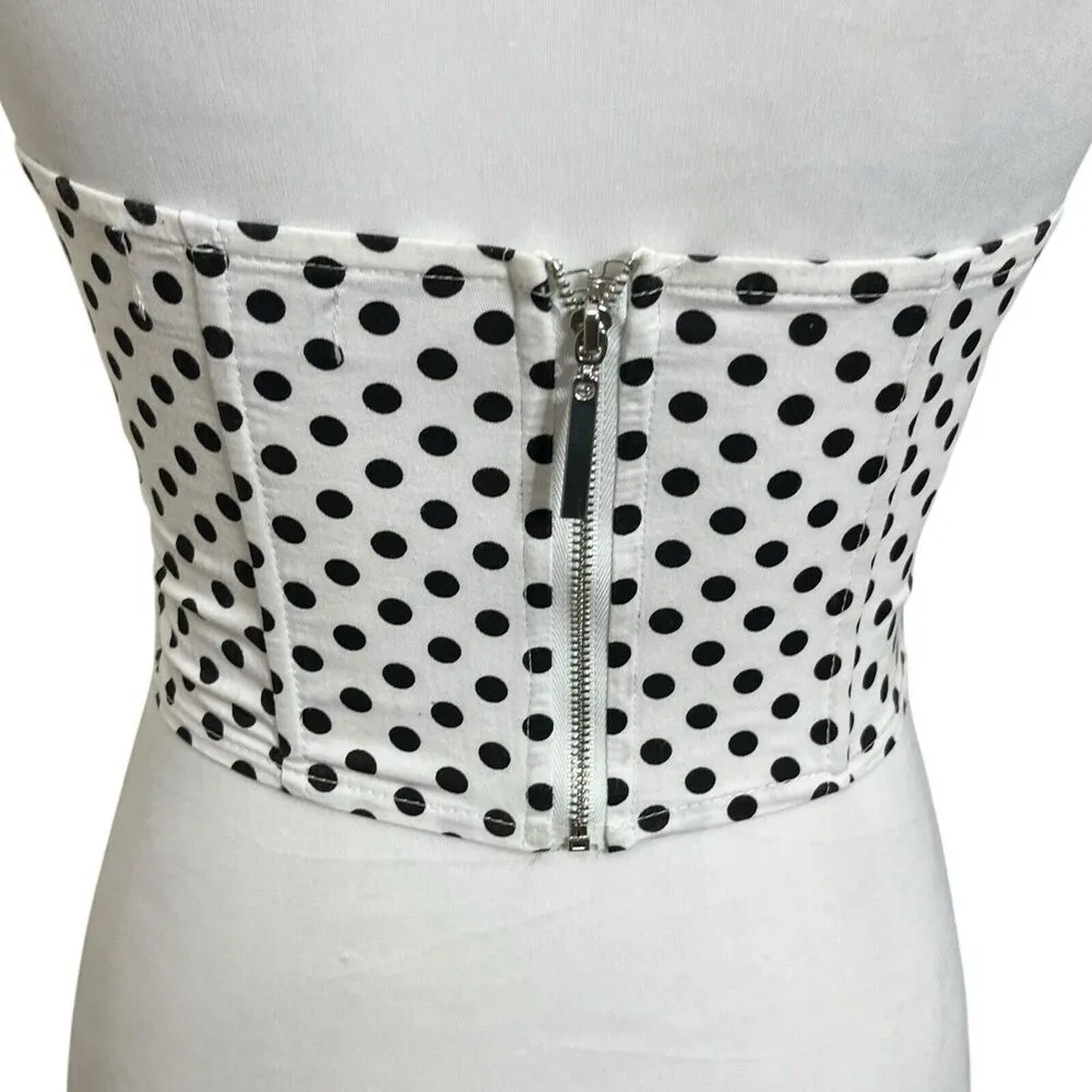 By The Way Jackson Corset Top White & Black Revolve Polka Dot Women’s Size S - Image 5