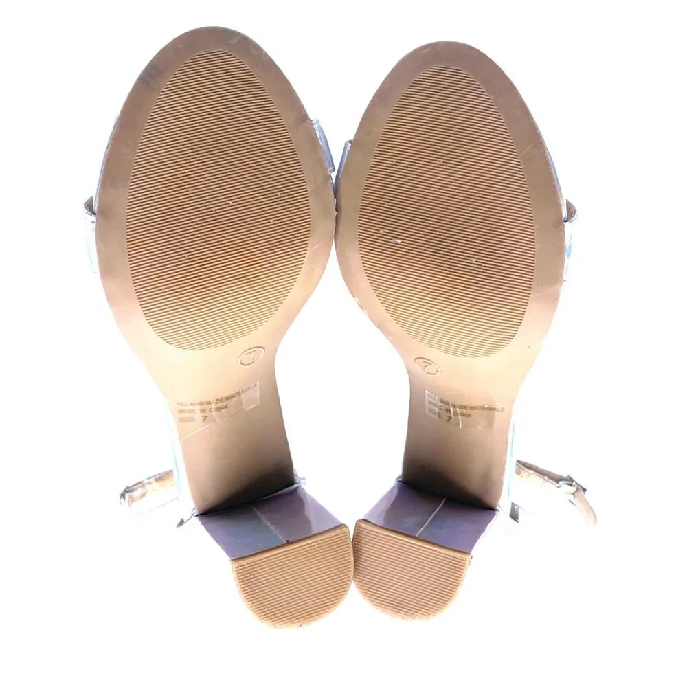 Wild Diva Silver Holographic Heeled Open Toe Sandals 7 Party Ankle Strap Buckle - Image 8