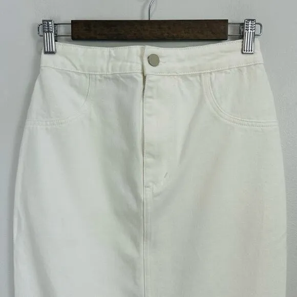 The Mannei Malmo White Denim Pencil‎ Skirt XS Knee Length - Image 9