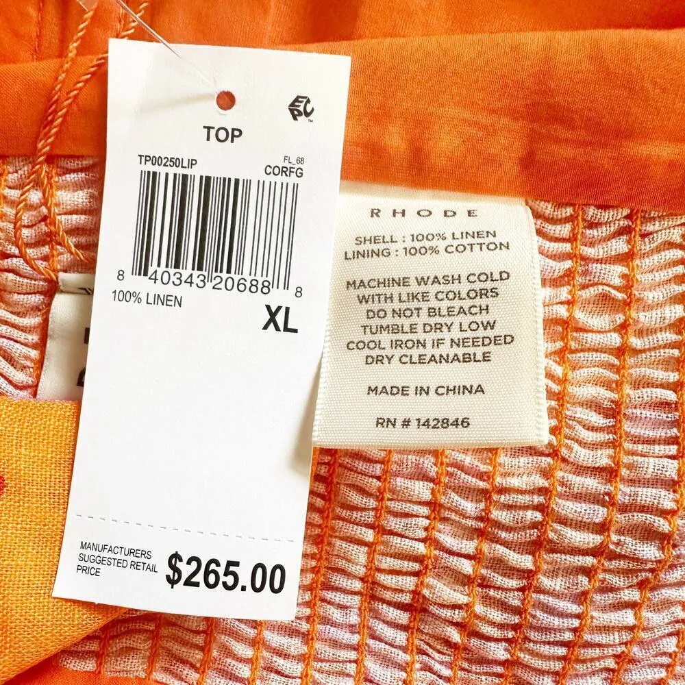 RHODE Toni Twist Linen Crop Top Size XL Coral Reef Grande - Image 12