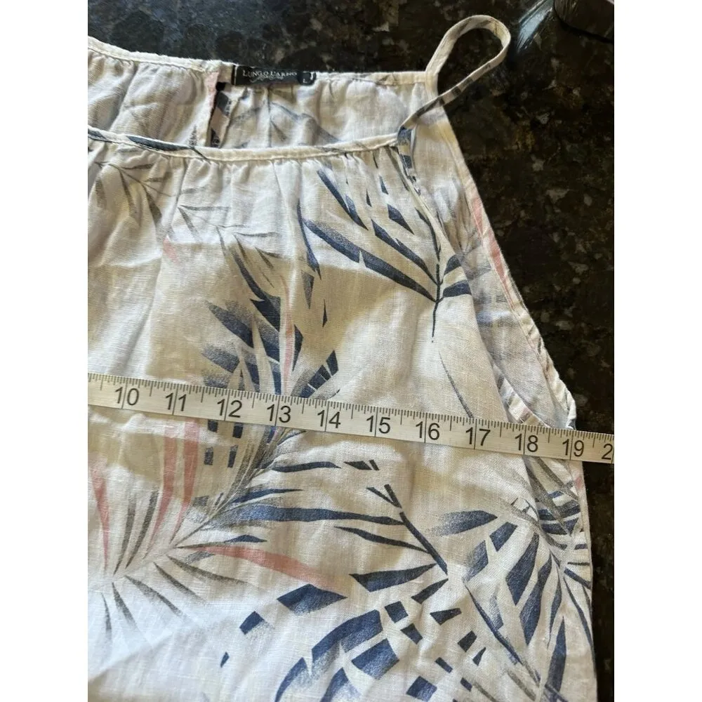 Lungo L’arno Made In Italy Linen Leaf Print Dress Size Large Multicolor Sundress - Image 6
