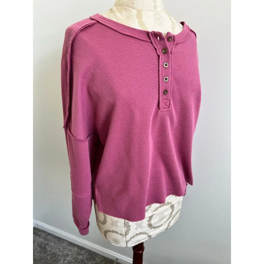 New In Knit Long Sleeve Knit Sweater Blouse Medium Pink - Image 3