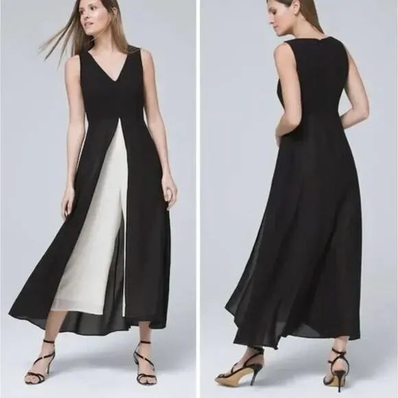 New! White House Black Market‎ Sleeveless Overlay Jumpsuit, 2P - Image 2