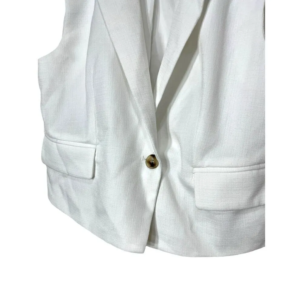 Commense White Sleeveless Vest Blazer Size‎ L Size L - Image 3