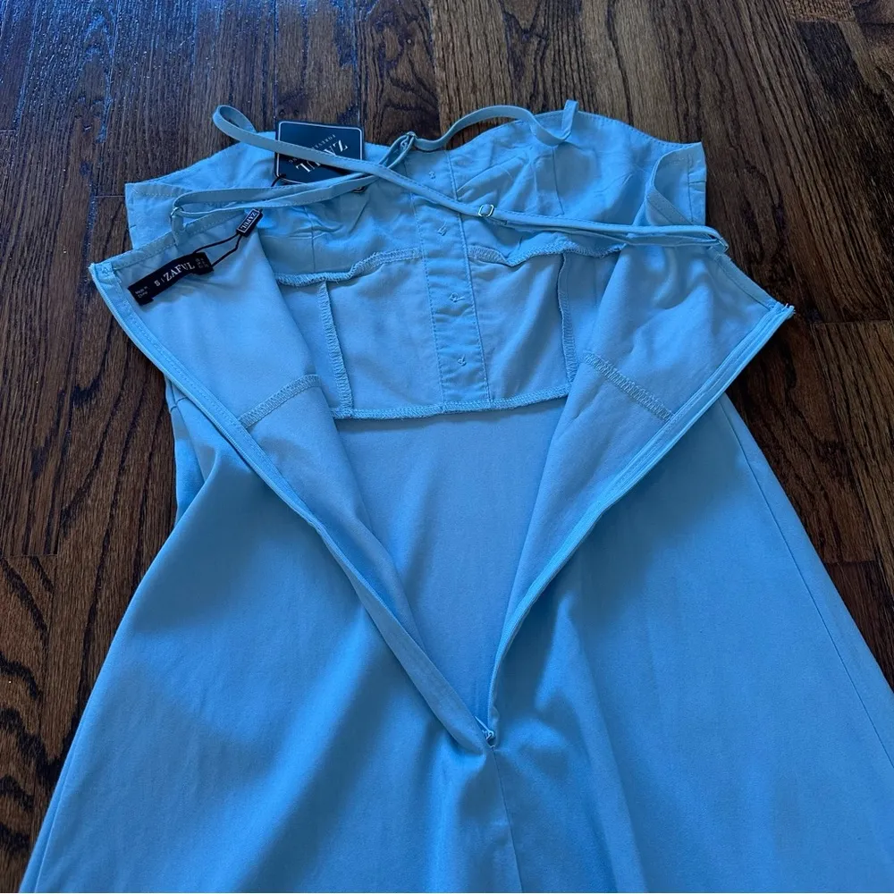 NWT Zaful Button Crisscross Cami Dress Baby Blue Small 4 - Image 4
