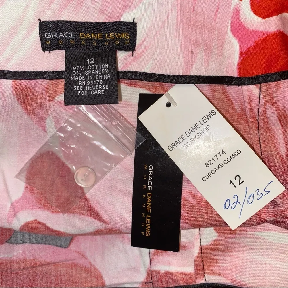 NEW Vintage Grace Dane Lewis Workshop Floral Zebra Multicolored Cotton Skirt Black Size 12 - Image 3