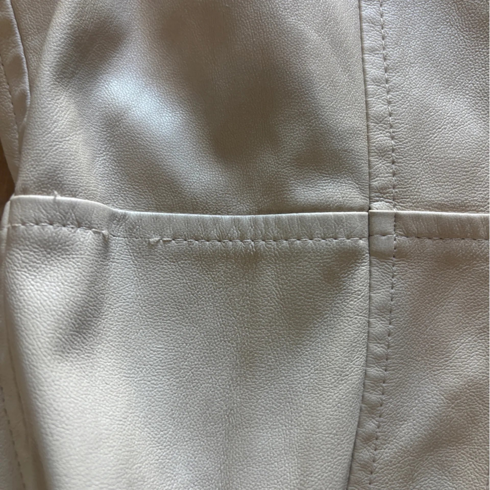 7 For All Mankind Cream Faux Leather Puff sleeve dress - Image 2