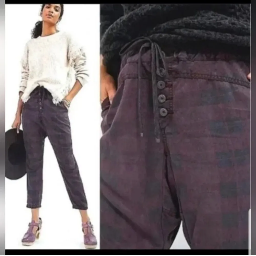 NWT Anthropologie || Jacquie Button Fly Plaid Jogger - Image 2