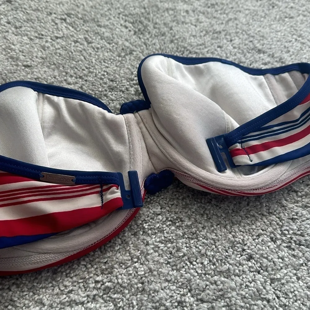 Panache Swim Women's Size M Stella Bikini Set Strapless Red White Blue Stripe Size M - Image 10