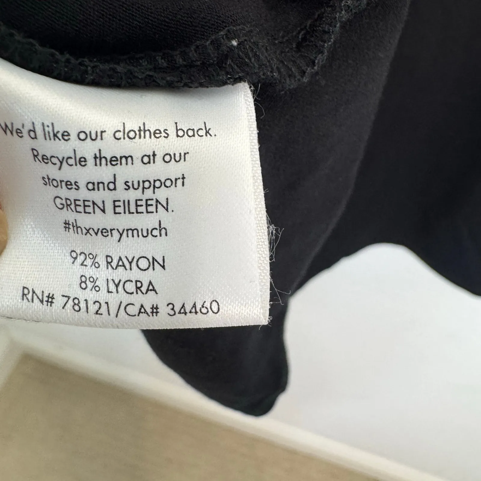 Eileen Fisher Tunic Top 3/4 Sleeve Round Neck Pullover Black Stretch Size Medium - Image 7