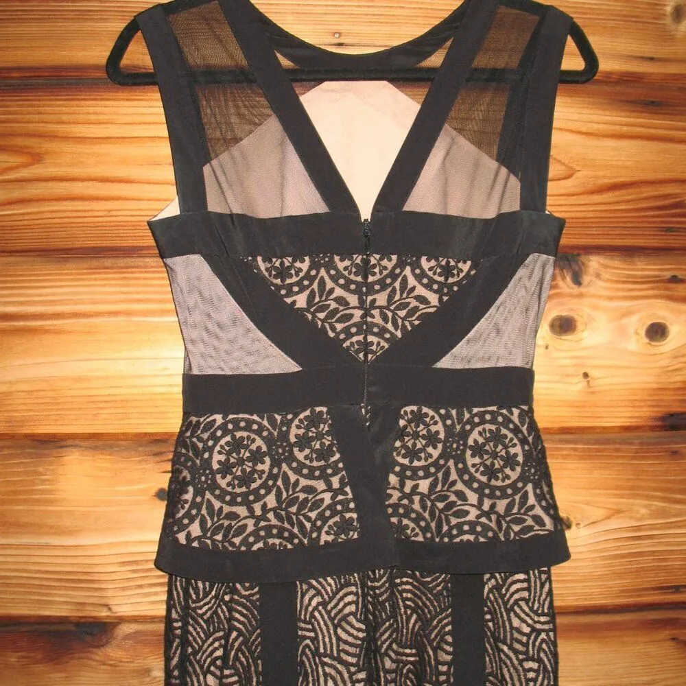 BCBG MAX AZRIA Viviana illusion lace peplum gown Black - Image 9