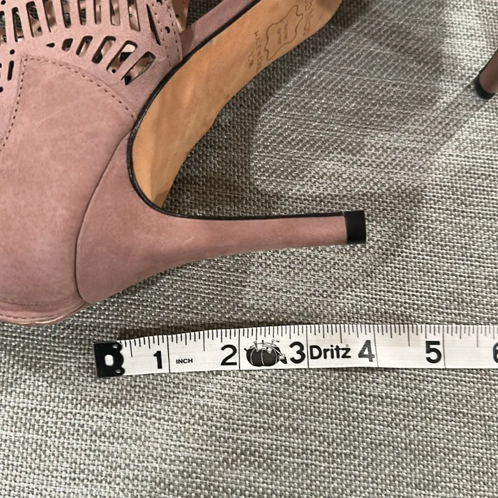 Klub Nico leather mirelle 3 laser cut open toe bootie heel shoes size 10 - Image 8