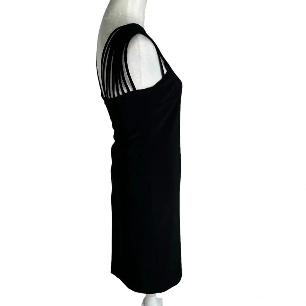 Joseph Ribkoff Strappy Cut Out Black Sheath Dress Size 6 - Image 6