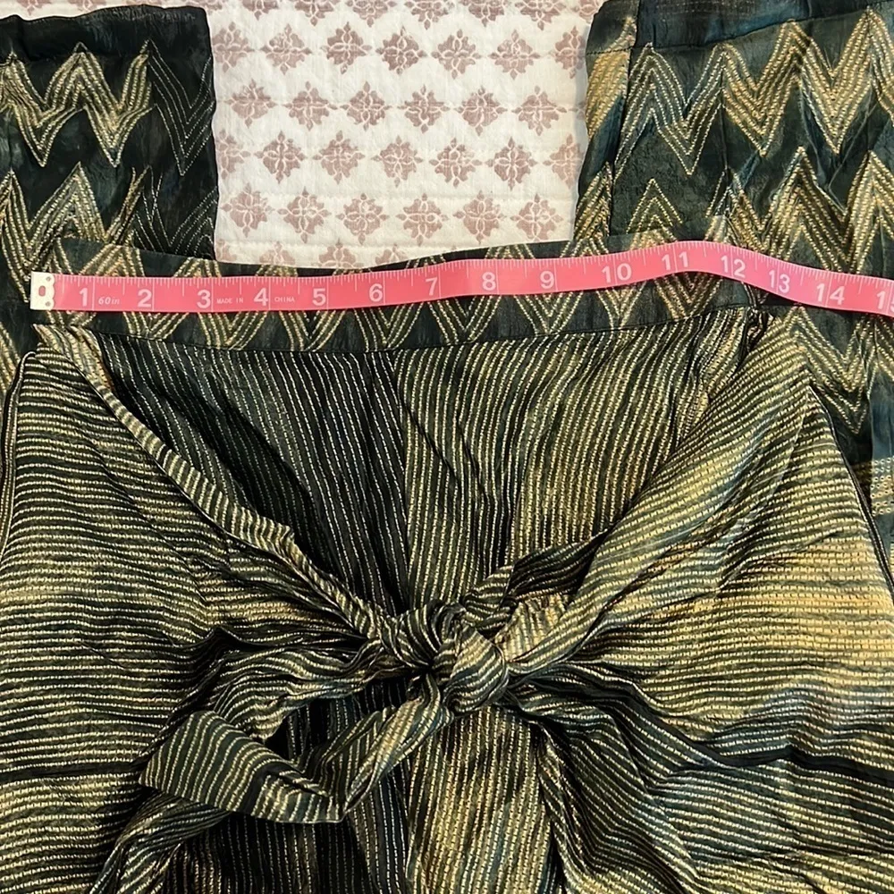Tryb Silk Knot Front Drop Crotch Harem Pants Size XS Gold Black Anthropologie - Image 10