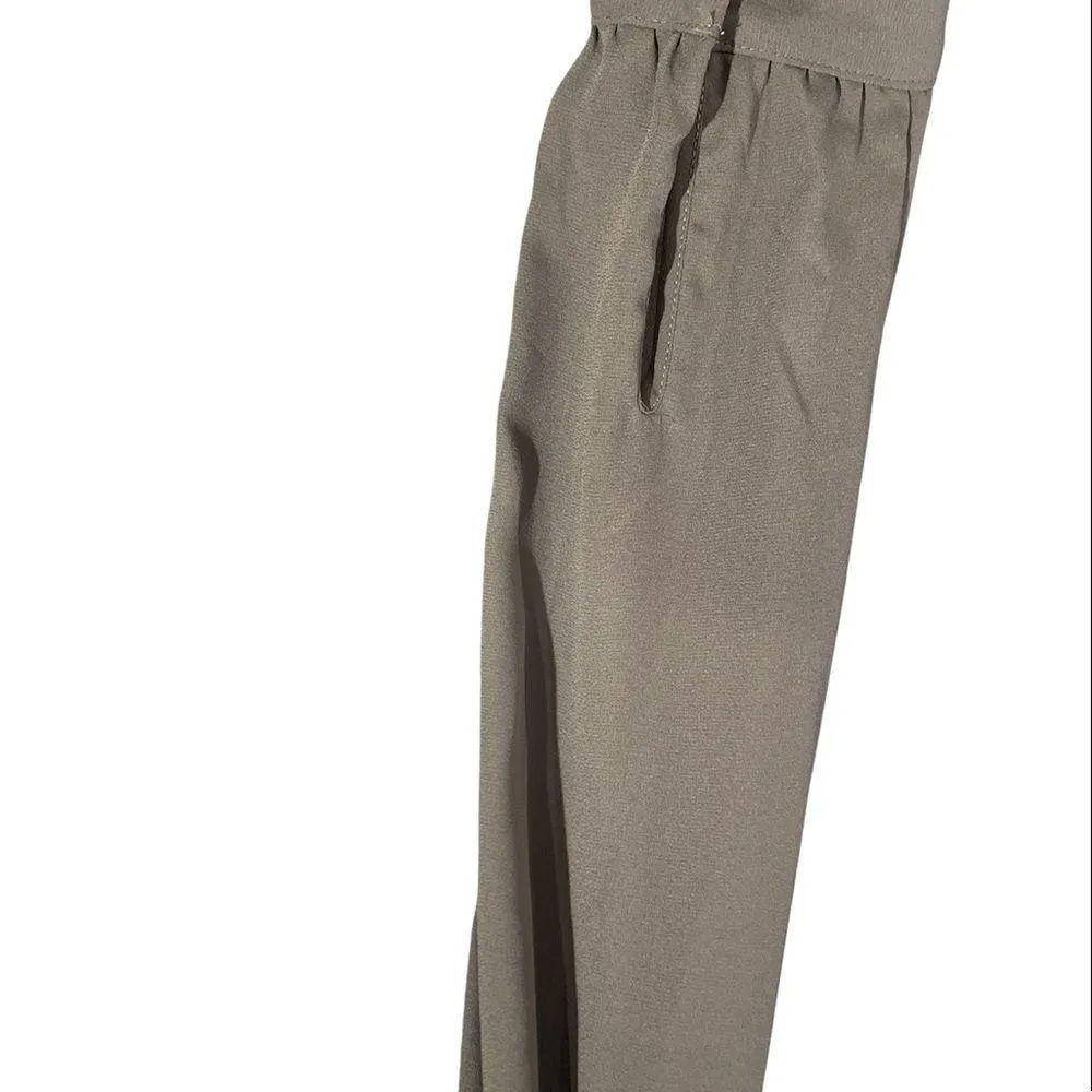 Ann Taylor Gray Long Sleeve V-Neck Pull On Silver Button Sleeve Blouse Size XS - Image 5