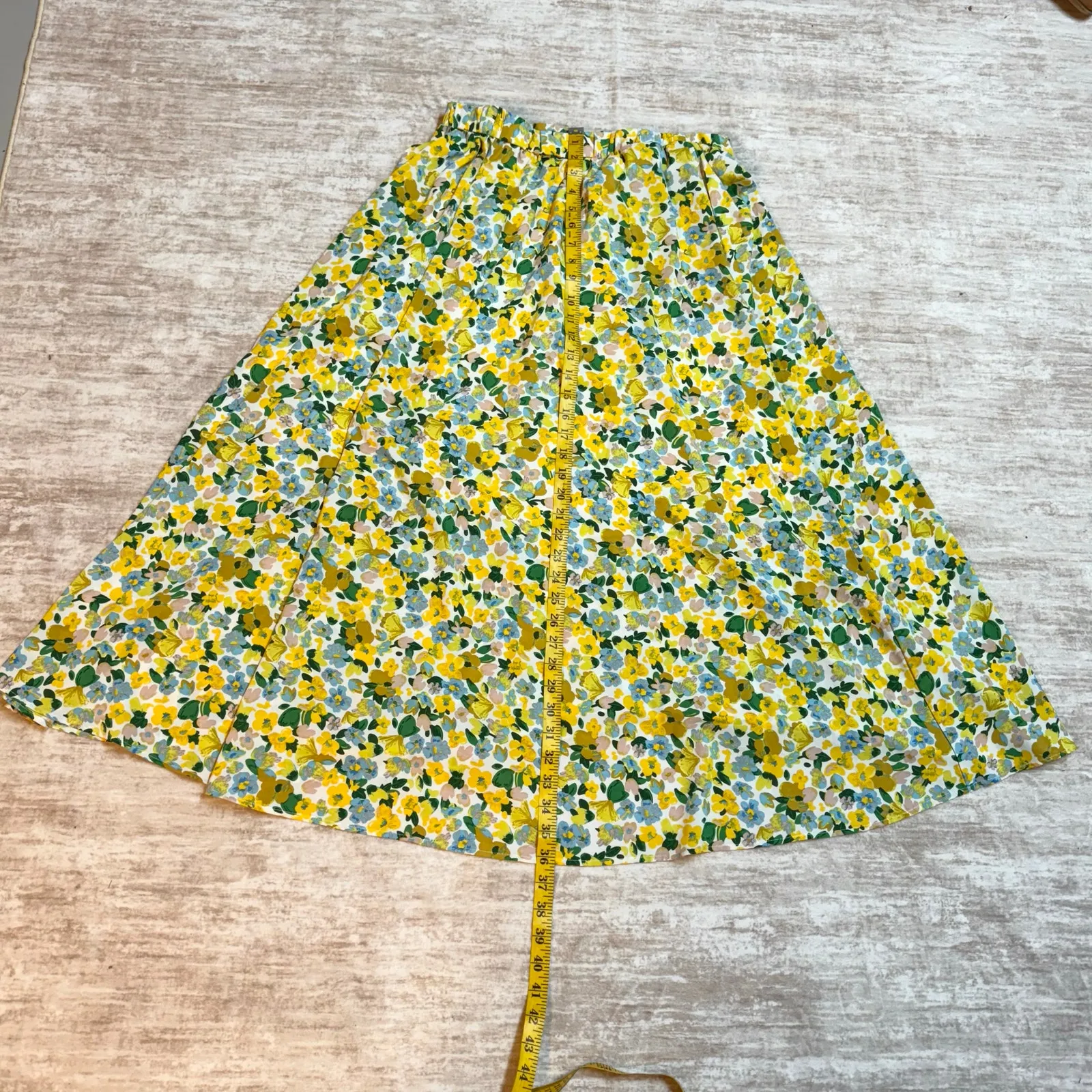 BTFBM Women’s XL Floral 2 Piece Set Midi Skirt One Shoulder Ruched Crop Top Vac Yellow - Image 8