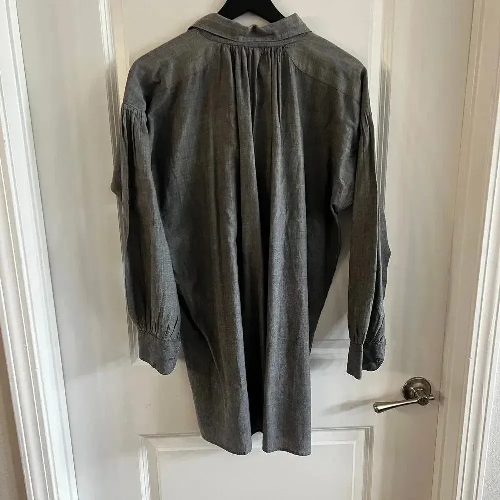 B79 Bess Nielsen Hand Woven Cotton Button Up Dress Size Large Color Grey Gray - Image 5