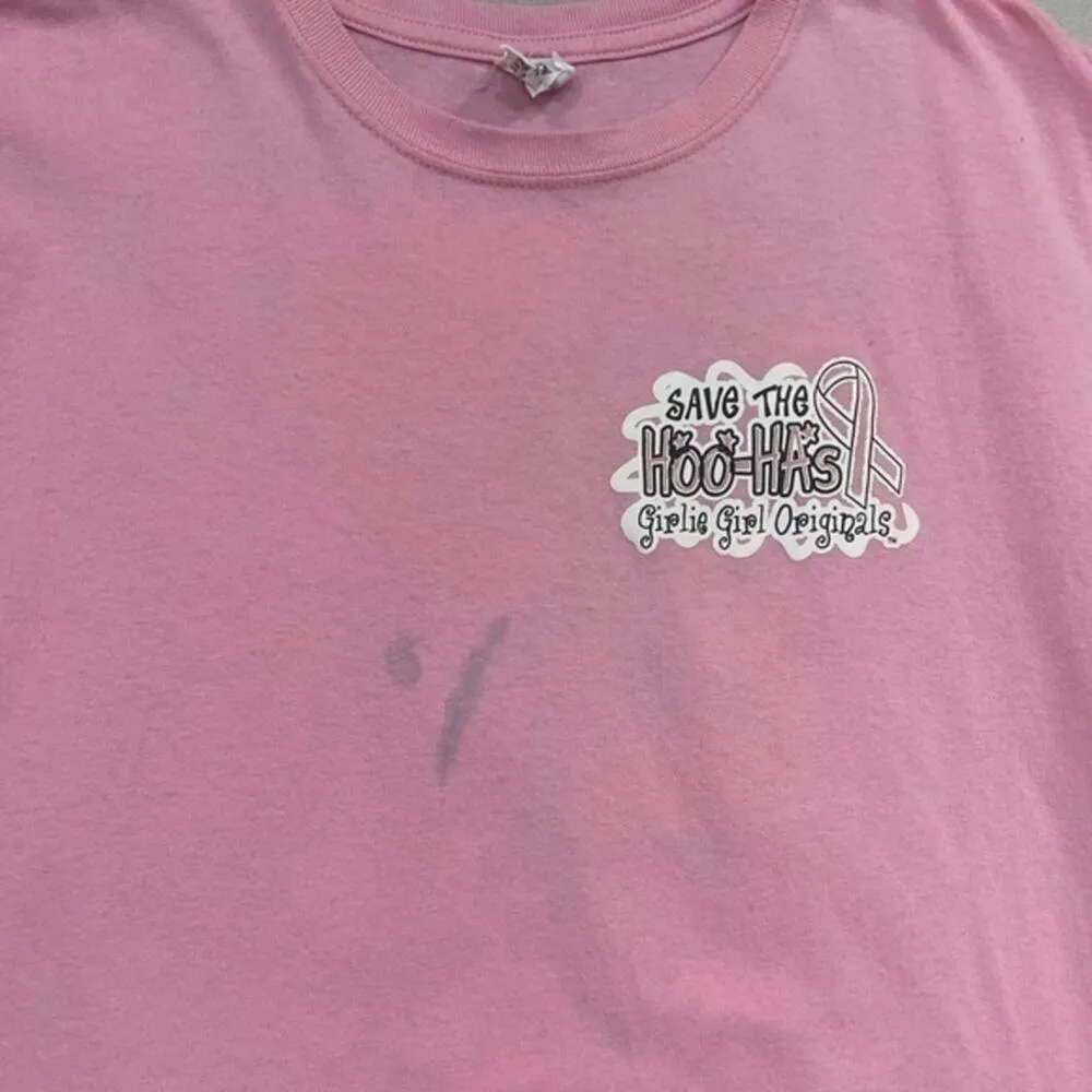 Breast Cancer Awareness T-shirt Short Sleeve Size Large Save The HOO-HAs Pink - Image 7