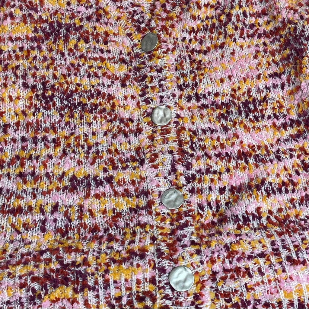 Marc New York Pink Orange Chunky Knit Confetti 3/4 Sleeve Cardigan Women Size M - Image 6