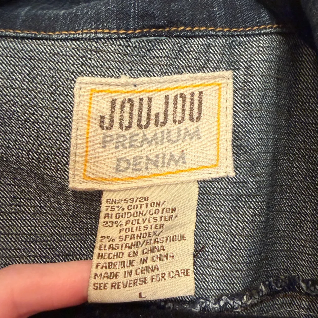 JouJou Premium Denim Long Belted Jacket Size Large - Image 3