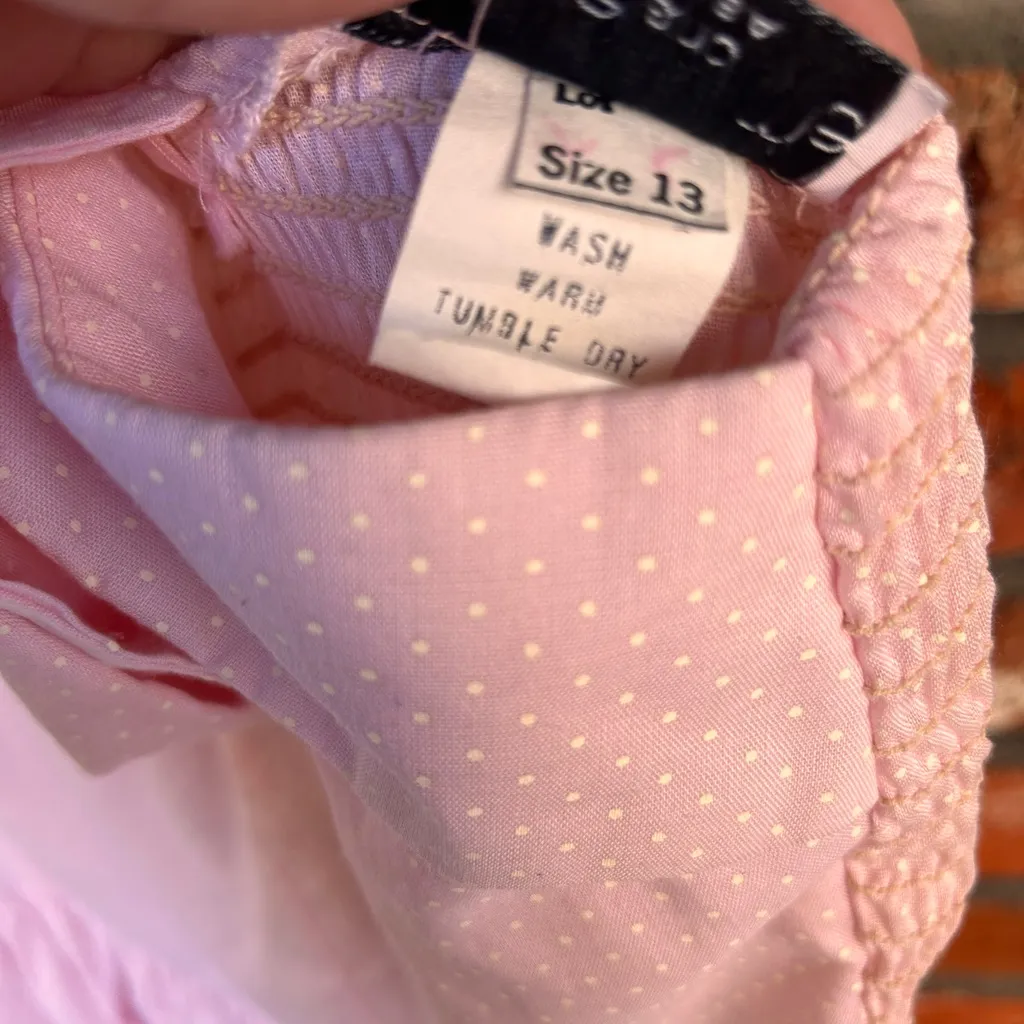 Vintage 80s Bonnie and Me pastel pink polka dot ruffled dress Size L/XL - Image 8