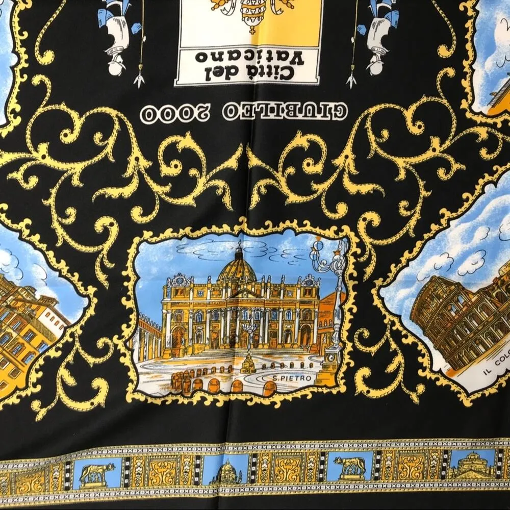 Vatican Vintage Jubilee Women's Italian Scarf Black - Image 8
