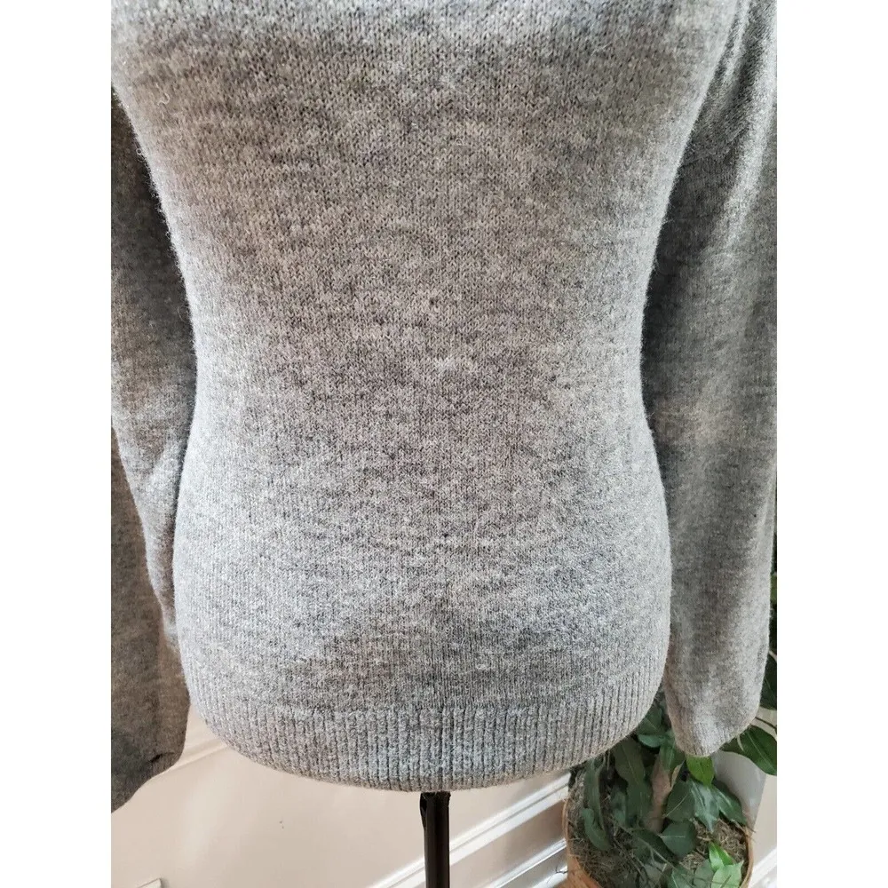 Wayf Gray Acrylic Long Sleeve Mock Neck Tie Waist Pullover Knit Sweater Size S - Image 4