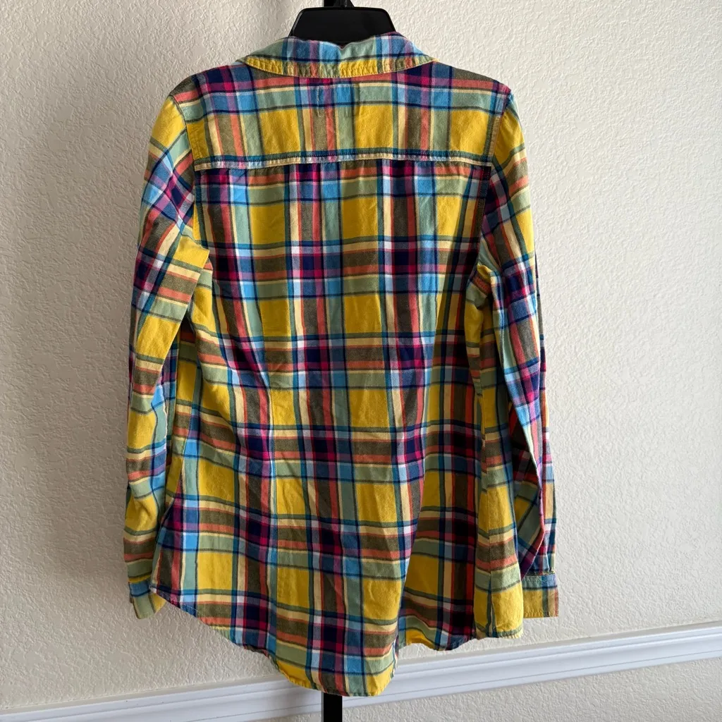 Women’s Medium Top Plaid Flannel Button Down Shirt Cozy Fall Winter Long Sleeve - Image 2