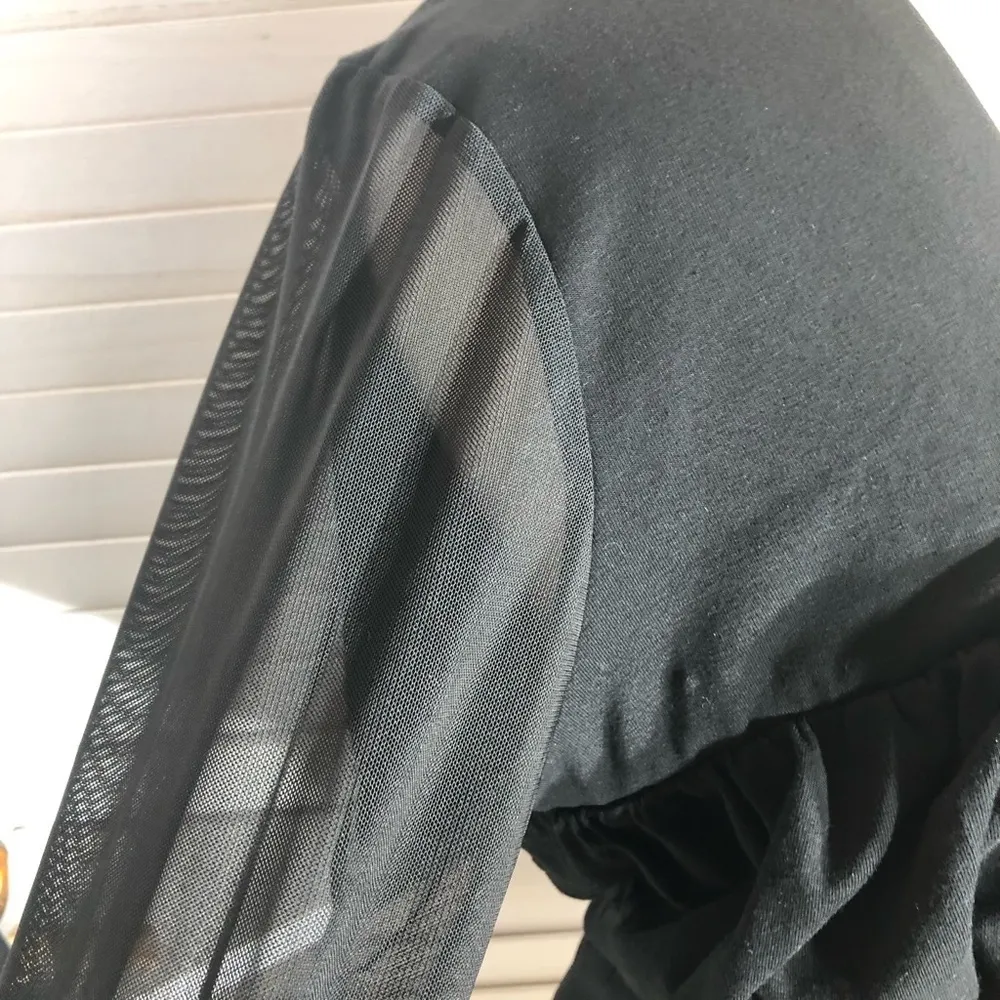 ASOS Design Black Mesh Long Sleeve Square Neck Top 22 - Image 7