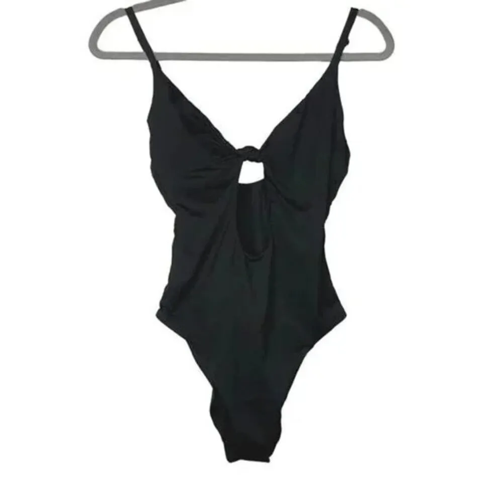 NWT Andie The Santorini Knot Key Hole One Piece Swimsuit Removable Cups L Black - Image 13