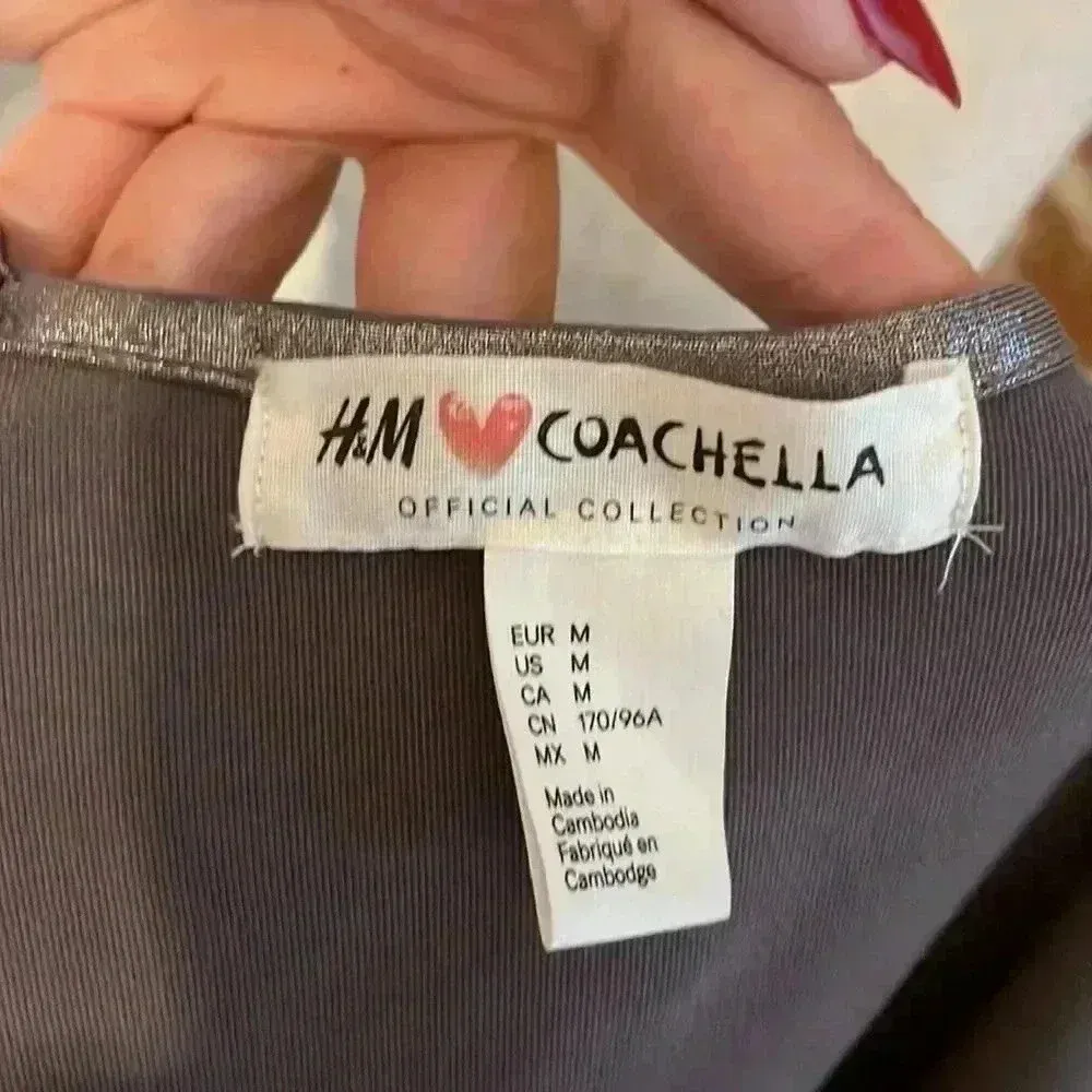 H&M Metallic‎ Bodysuit Silver Coachella Collection - Image 8