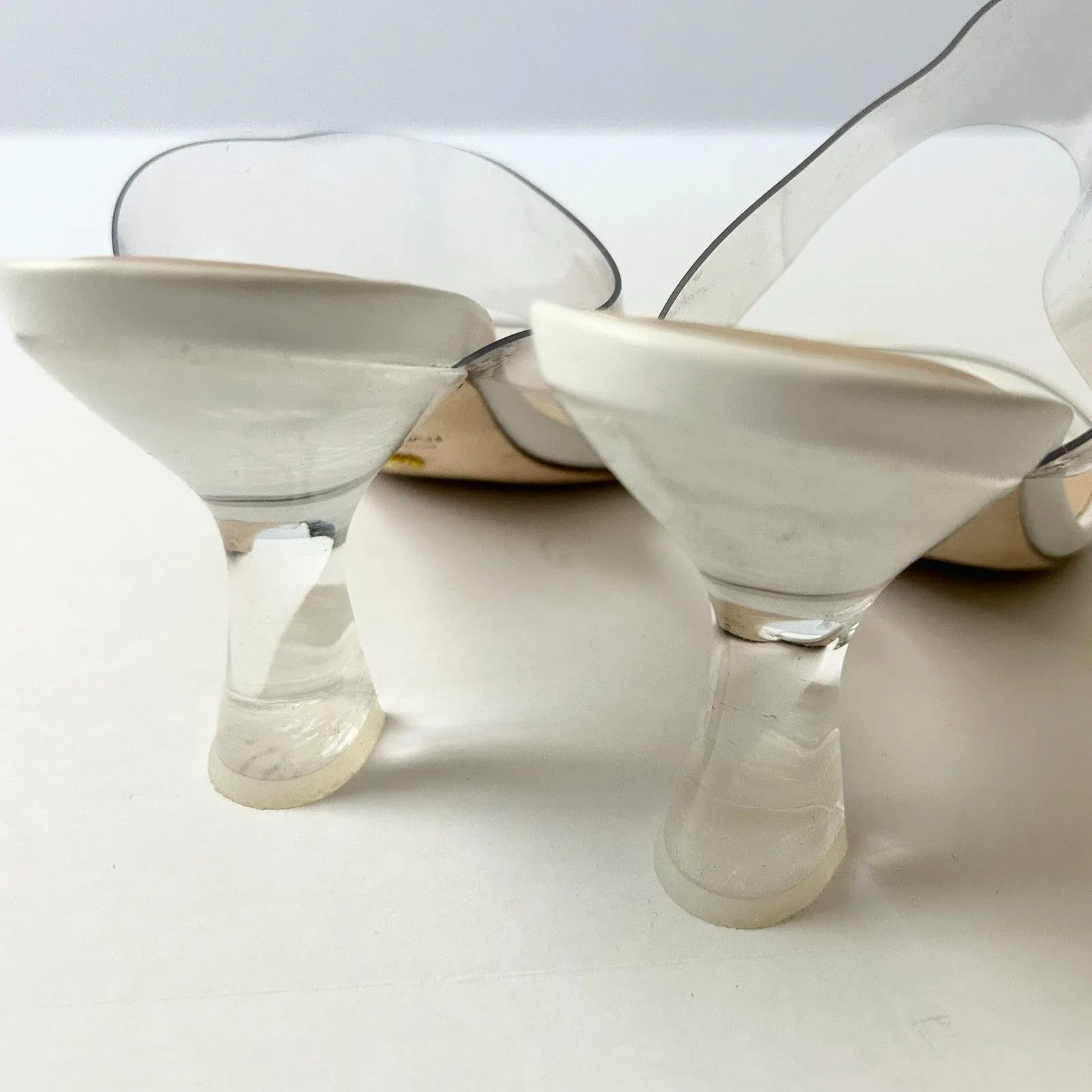 Stuart Weitzman  Kristal Clear Heel Sandals in White Size 6.5 - Image 6