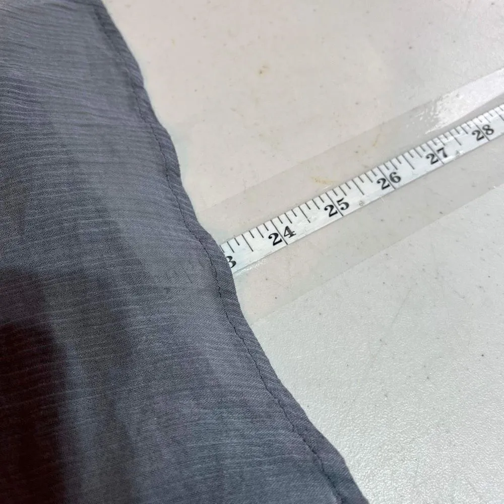 Anthropologie Paper Locket Gray Crepe‎ Drapey Contrast Blue Stitch Top Shirt XS - Image 9