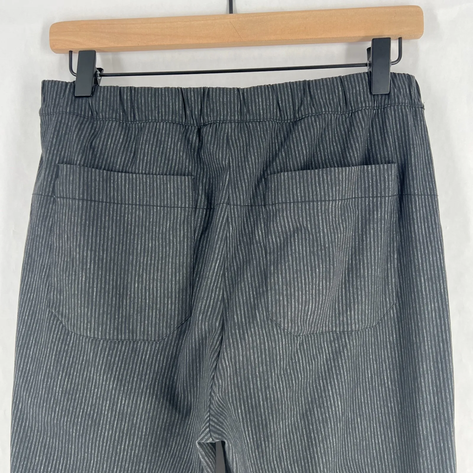 Lucy Get Going Ankle Pants Womens Medium Black Seersucker Tapered Leg Mid Rise - Image 8