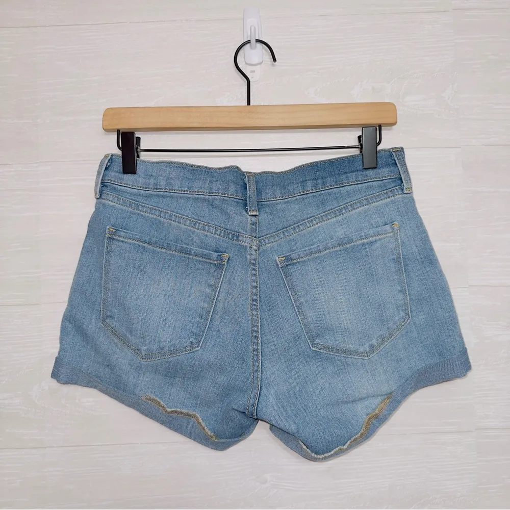Old Navy Women's Mid Rise Blue Fitted Jean Shorts rolled Cuff size 2 - Image 6