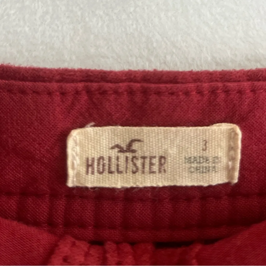 Hollister Red Button-Front Y2K style faux suede Women's Skirt Size 3 - Image 3